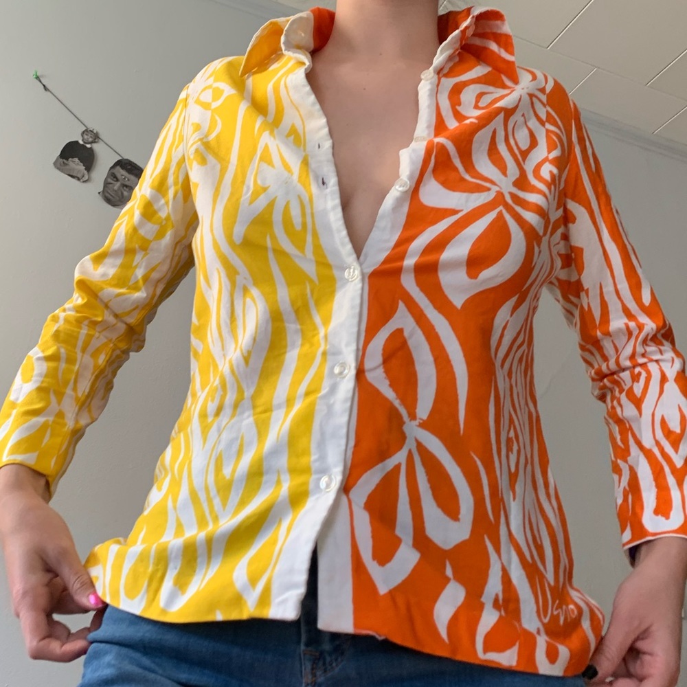 Vera Neumann two-tone top